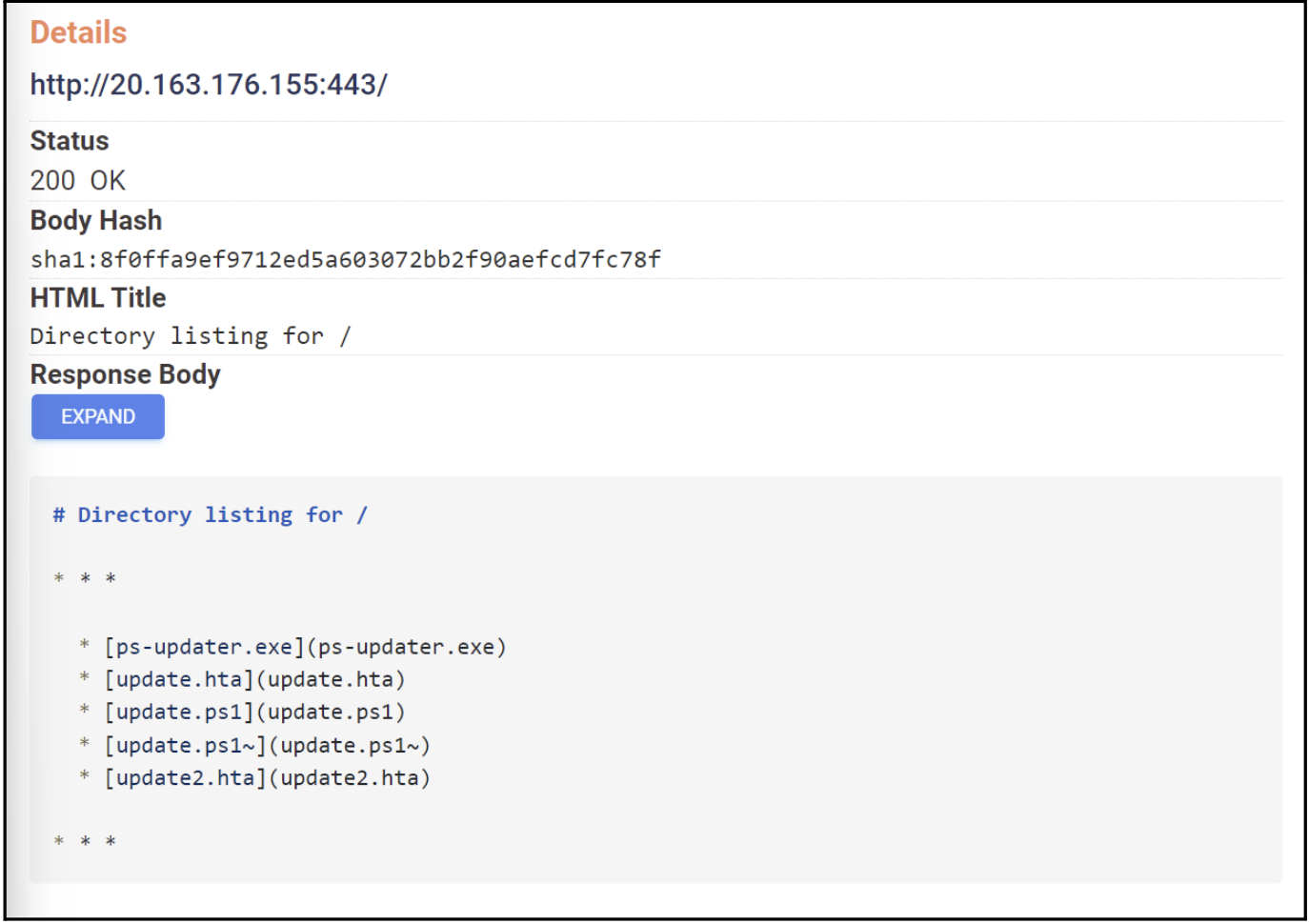 Directory matches for both .hta and .exe on the same service